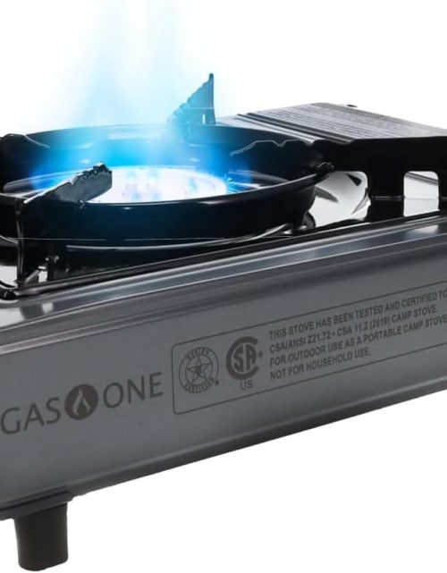 Gas One Portable Butane Camping Stove with Case: Automatic Ignition, Precise Heat Control - Camping & Tailgating and Outdoor Cooking