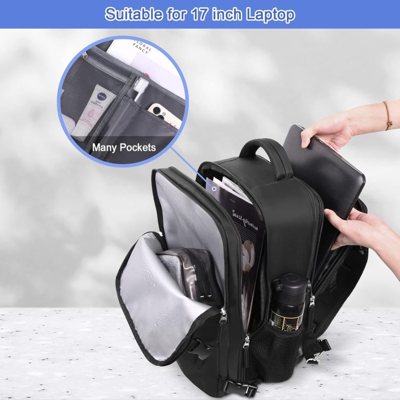 Large Travel Backpack for Women Men, Expandable 40L Carry On Backpack, 17 Inch Laptop Backpack College Bookbag, Waterproof Travel bag as Person Item Flight Approved - Image 5